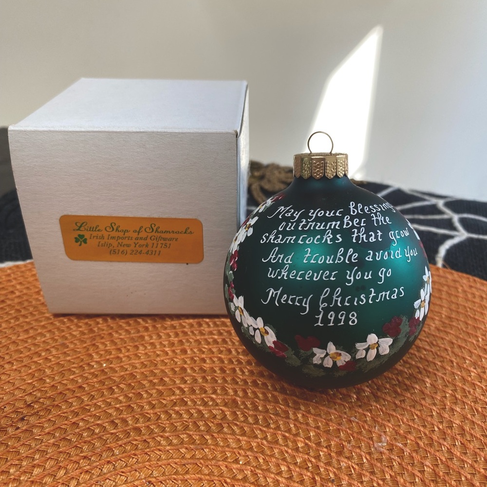 Irish Blessing Christmas Ornament in Box, Little Shop of Shamrocks - Picture 2 of 5